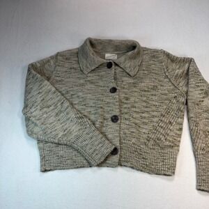 Universal Thread Womens Marled Olive Green Knit Button Front Collared Cardigan L
